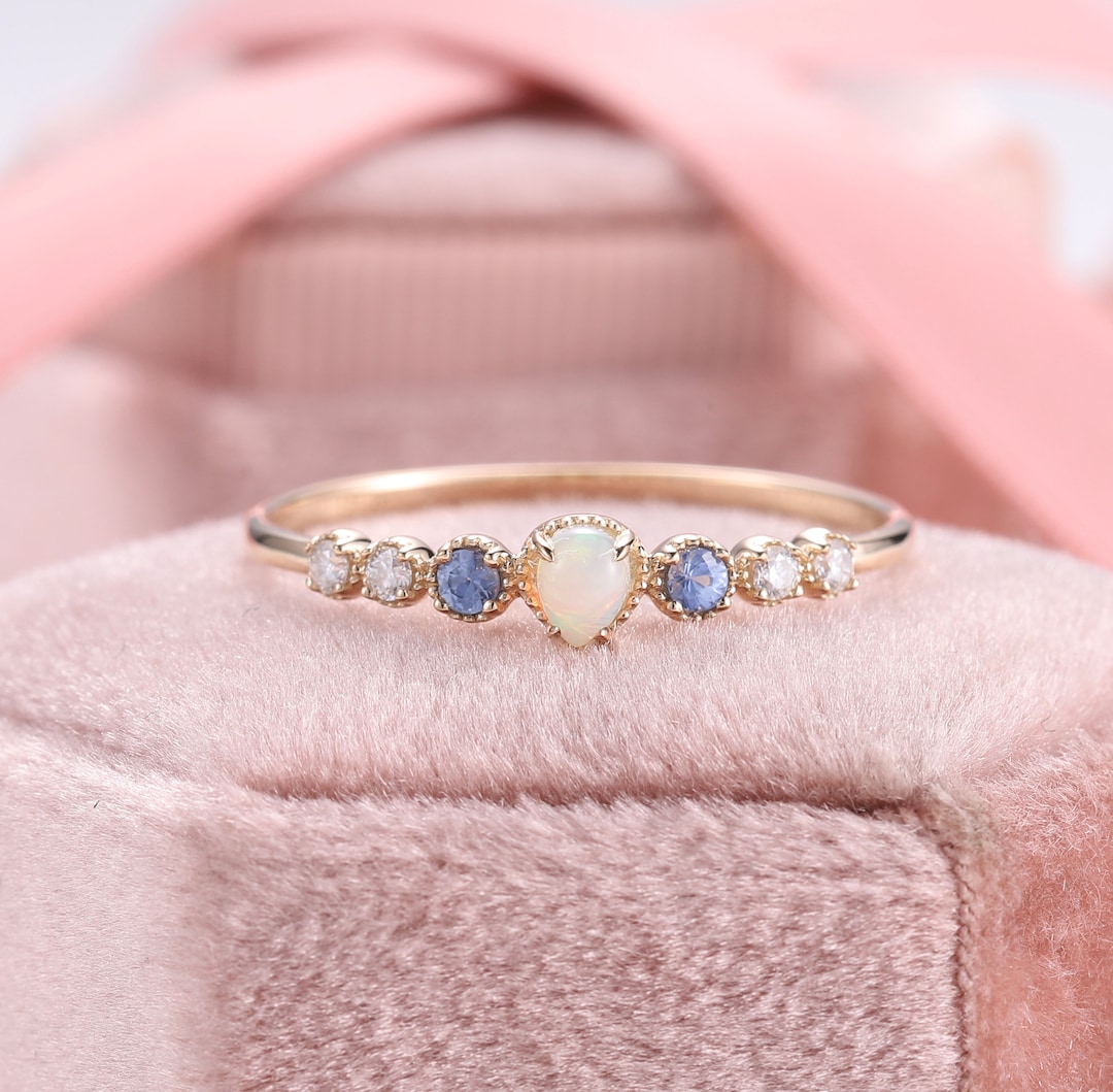 Anillo Para Hombre Con Ópalo Azul Premium Y Plata De Ley | Envío Gratis