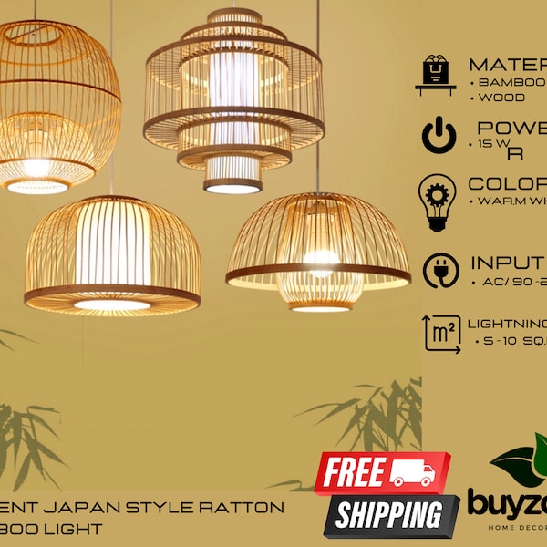 Bamboo Retro Hanging Light Fixtures Wicker Pendant Light Japanese-style Living Room Hotel Restaurant Aisle Hanging Lamp Decor