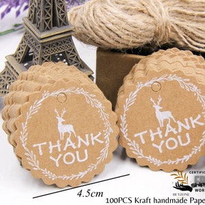100 peças etiquetas de papel kraft diy artesanal/obrigado multi estilo artesanatox etiqueta pendurada com corda etiquetas suprimentos de embrulho de presente lembranças de casamento