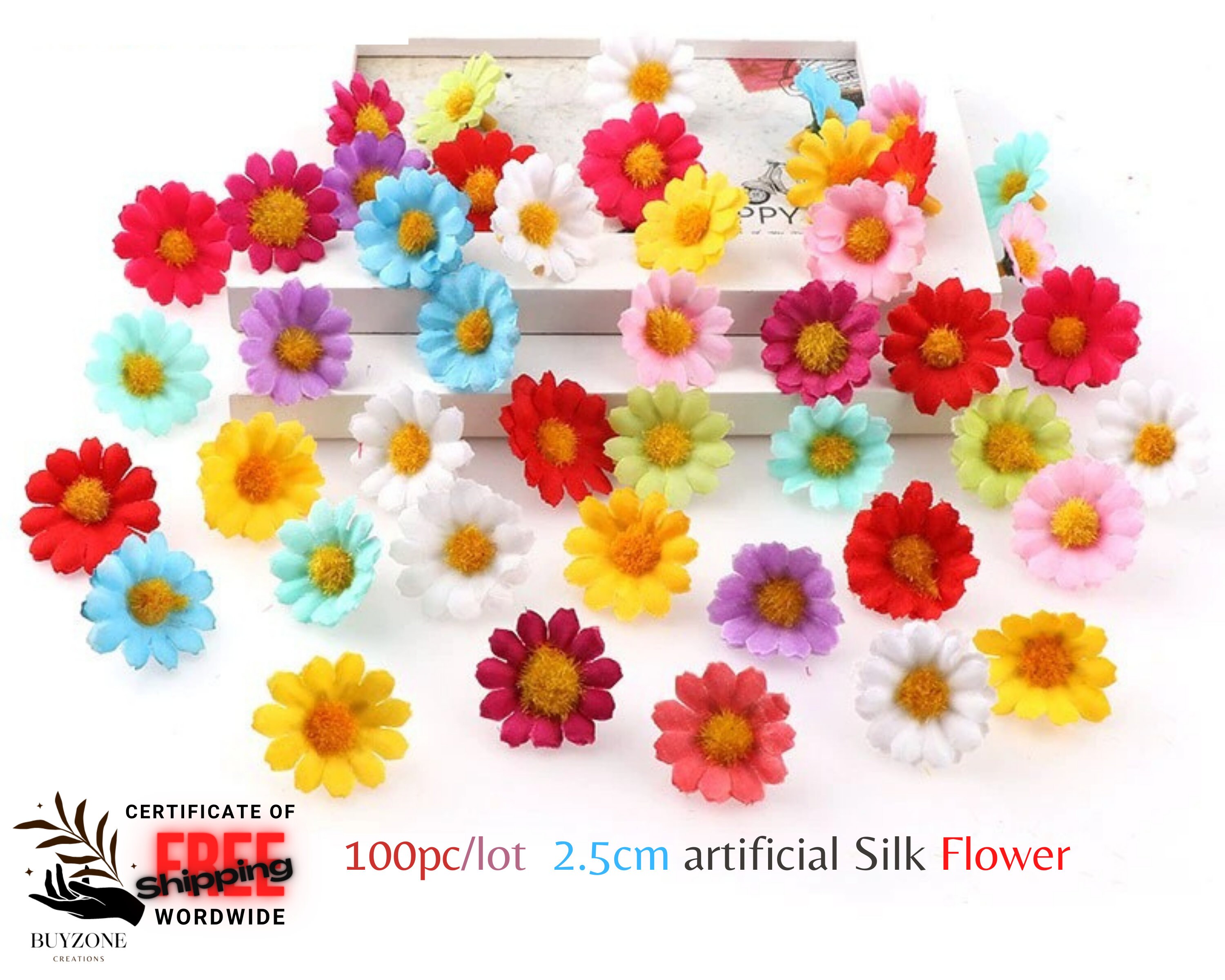 100PC/lotx 2.5cm Mini Daisy Decorative Flower Artificial Silk Etsy