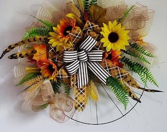 Fall Sunflower Bicycle Wheel Wreath: Farmhouse Autumn Decor
