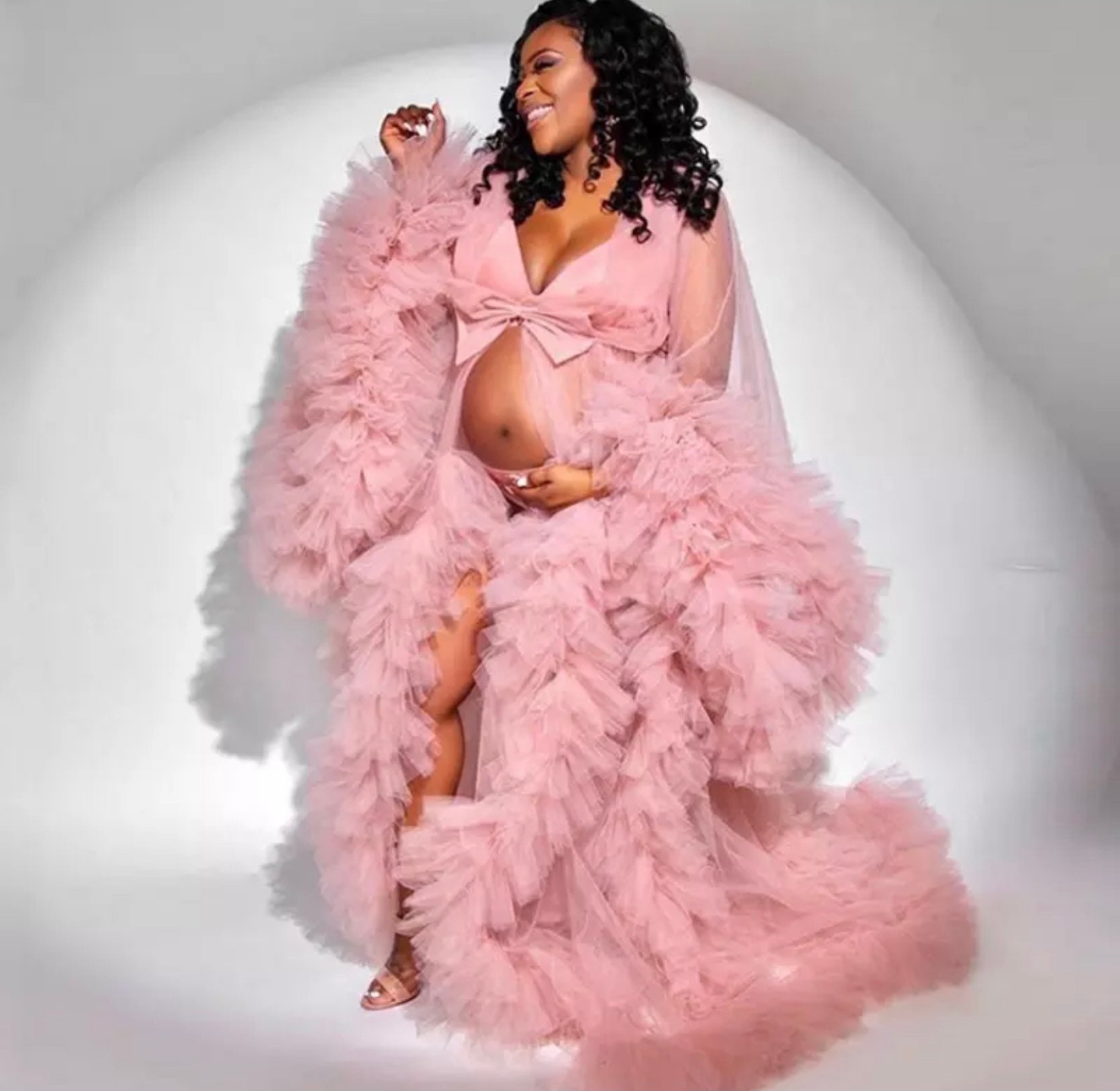 fluffy maternity robe