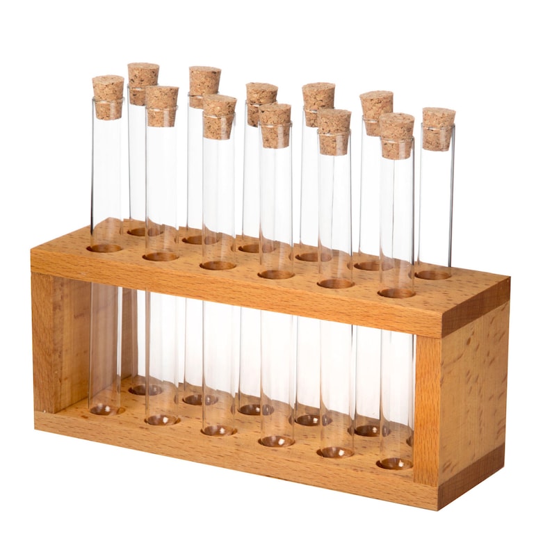 Wooden Spice Rack with Glass Test Tubes Set Chemistry Kitchen Etsy