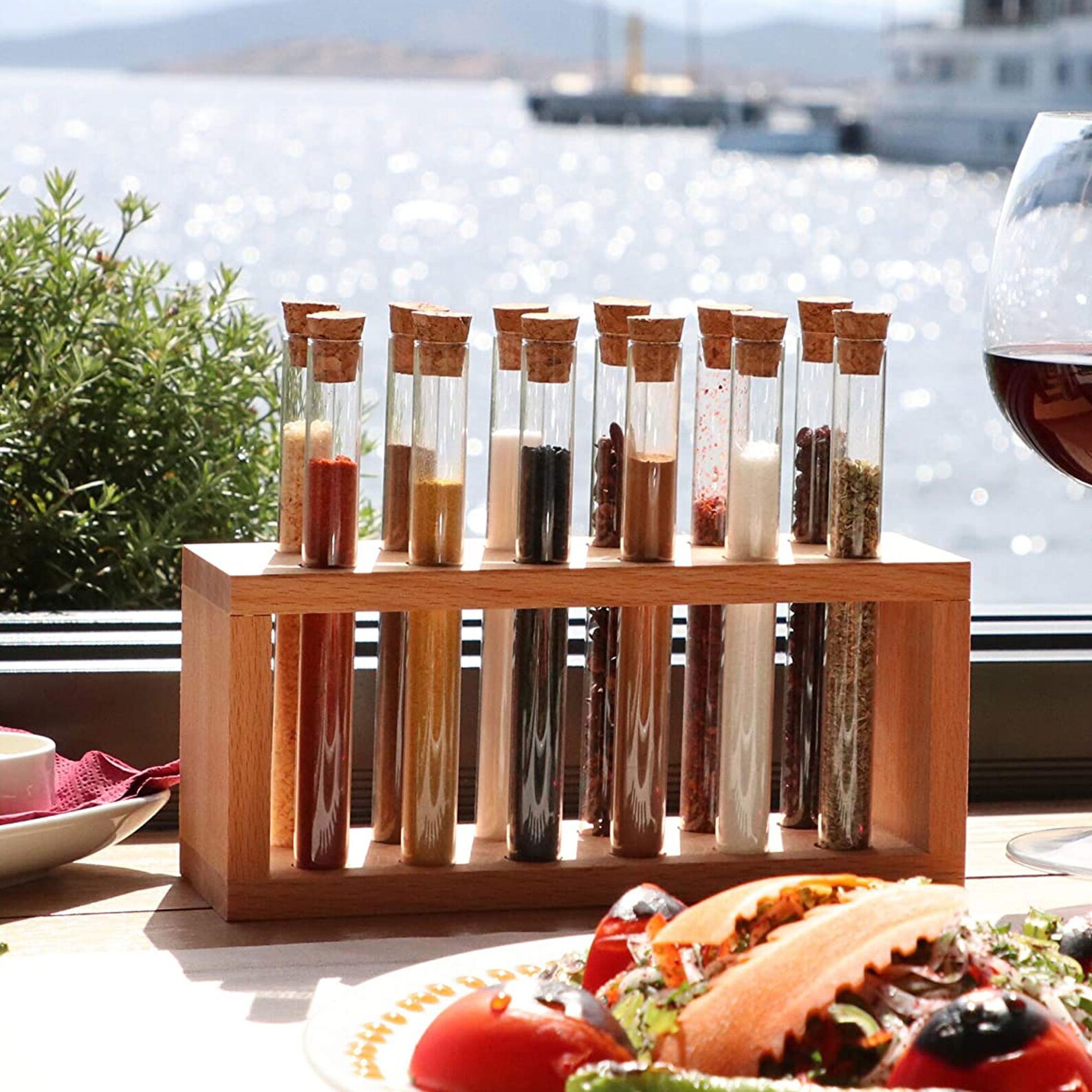 Wooden Spice Rack with Glass Test Tubes Set Chemistry Kitchen Etsy