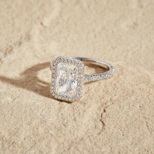 2.50  Carat Radiant Cut Custom Engagement Ring 14K Solid White Gold Wedding Ring, Halo Engagement Rings