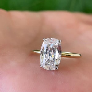 Beautiful 10 X 8 MM 3.20 Carat Colorless Elongated Cushion Cut Moissanite Delicate Solitaire Ring for Engagement and Wedding,Bridal Ring