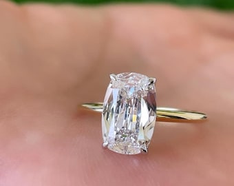 Beautiful 10 X 8 MM 3.20 Carat Colorless Elongated Cushion Cut Moissanite Delicate Solitaire Ring for Engagement and Wedding,Bridal Ring