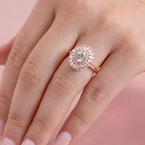 2.88  Carat Oval Diamond Engagement Ring, Oval Halo Diamond Ring, Oval Shape Art Deco Ring , Oval Diamond Ring. Halo Promise Ring White Gold