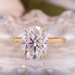 Oval Cut Moissanite engagement ring Gold Silver ring Promise ring 3.0Ct Diamond ring Simulant  Solitaire ring Gift for her Stacking ring