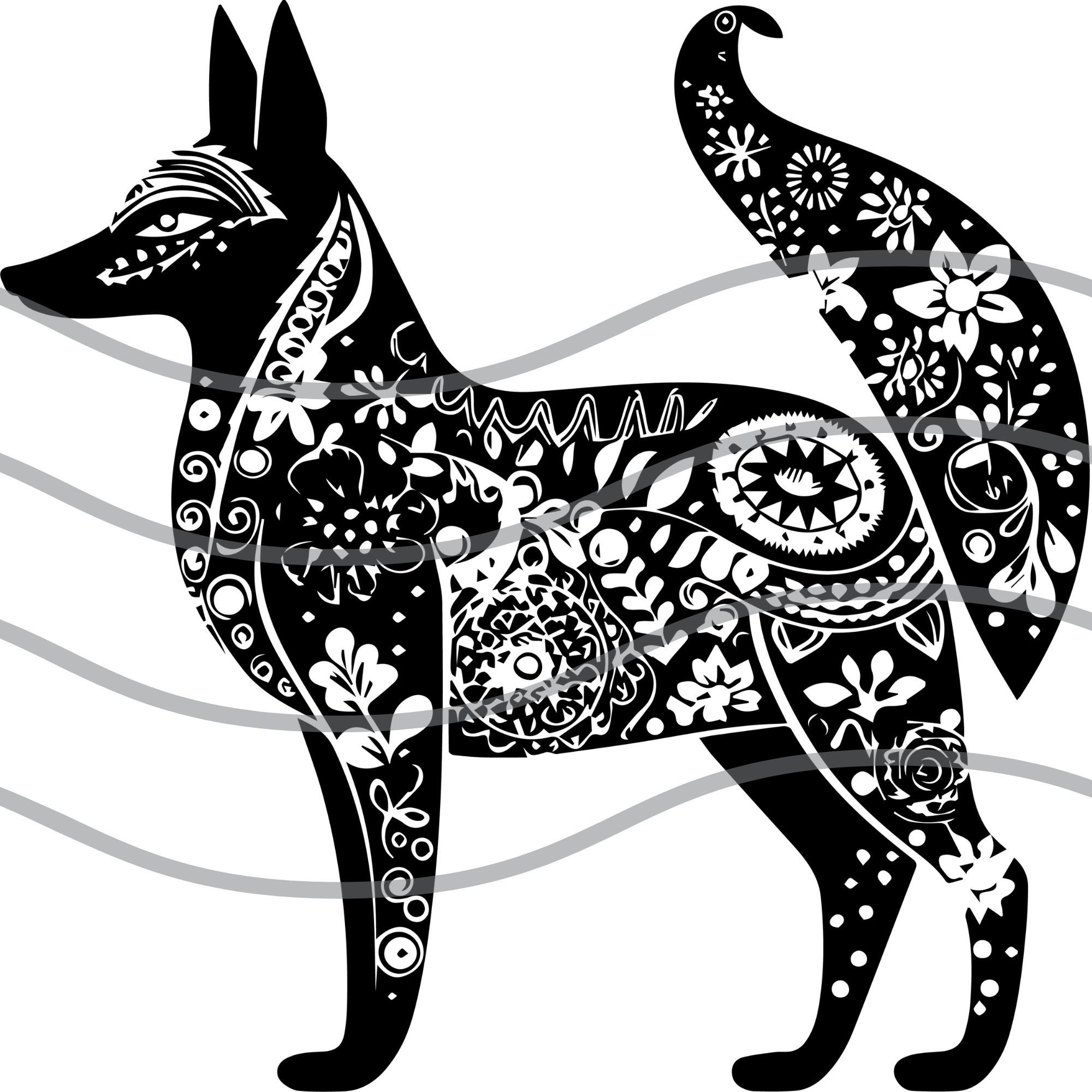 Folk Art Wolf SVG Wolf PNG Nordic Sami Folk Art Commercial Use Tshirt Design Wolf SVG for