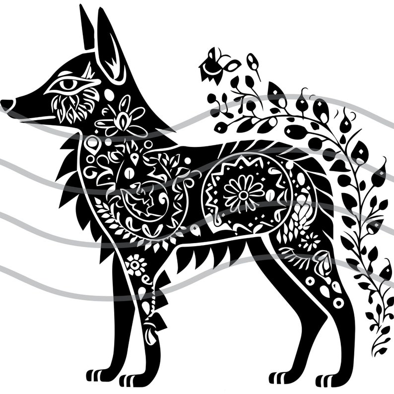 Folk Art Wolf SVG Wolf PNG Nordic Sami Folk Art Commercial Use Tshirt Design Wolf SVG for