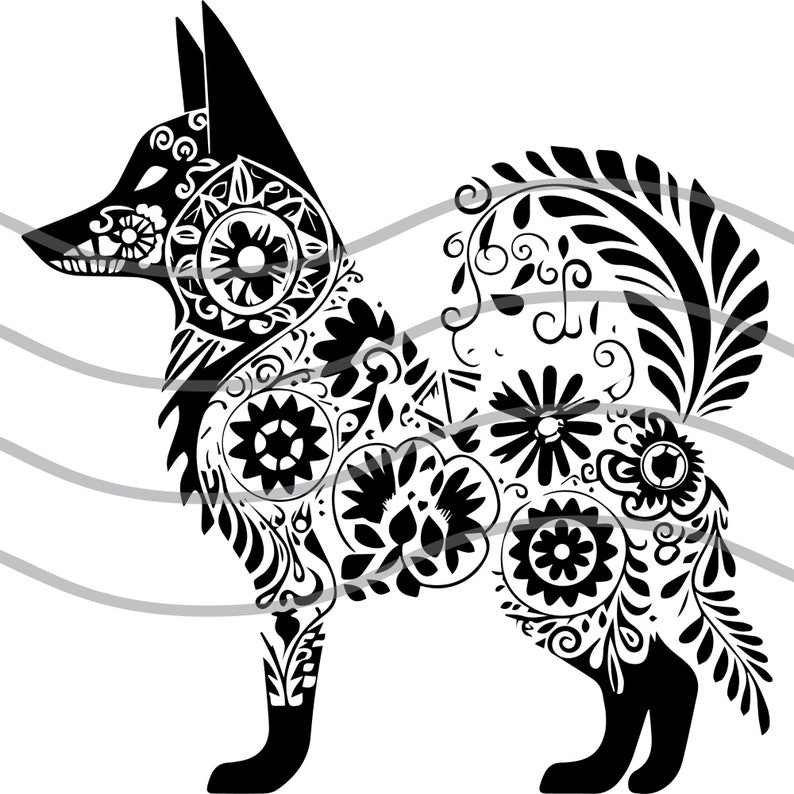 Folk Art Wolf SVG Wolf PNG Nordic Sami Folk Art Commercial Use Tshirt Design Wolf SVG for