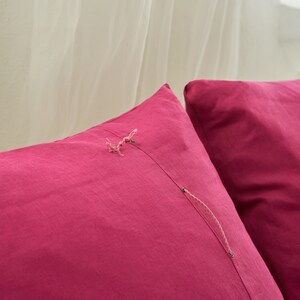 Decorative Pink Linen Pillow Cover Linen Pillow Case Natural Linen Decorative Cushion Cover With Decorative elements and Hidden Zipper image 3