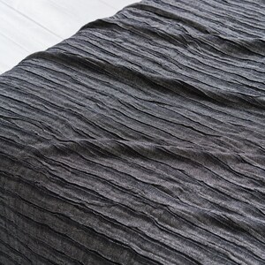 Linen Bedspread In Black, Softened Black Plisse Linen Bedspread, Luxury Linen Bed Coverlet, Premium Quality Linen Throw Bed Blanket image 5