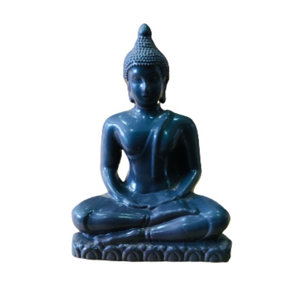 Handmade Black Meditating Buddha Statue, Zen Home Decor Statue