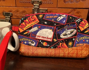 Mars Space Wristlet Clutch ~ Black Wallet Wrist Strap ~ Hand Held Purse Handbag ~ Smartphone Travel Pouch