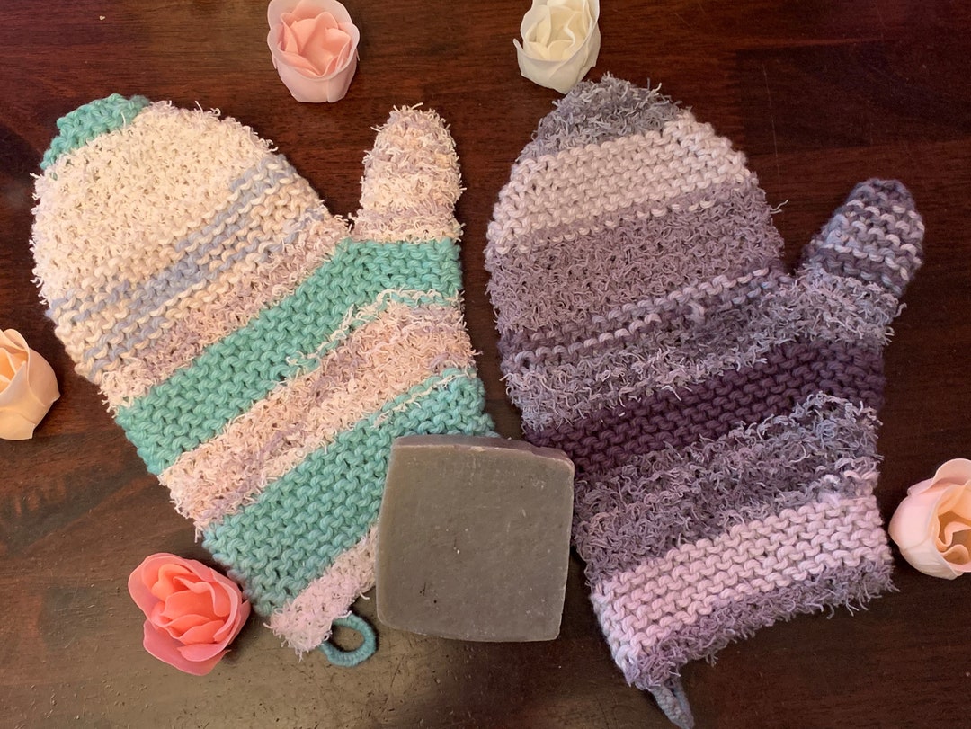 Hand Knit Exfoliating Cotton Spa Bath Mitt Scrubby Face Cloth Wedding