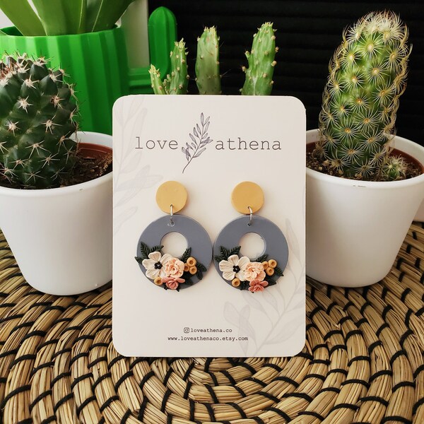 Hand-crafted Polymer Clay Earring || MARCELA || Floral