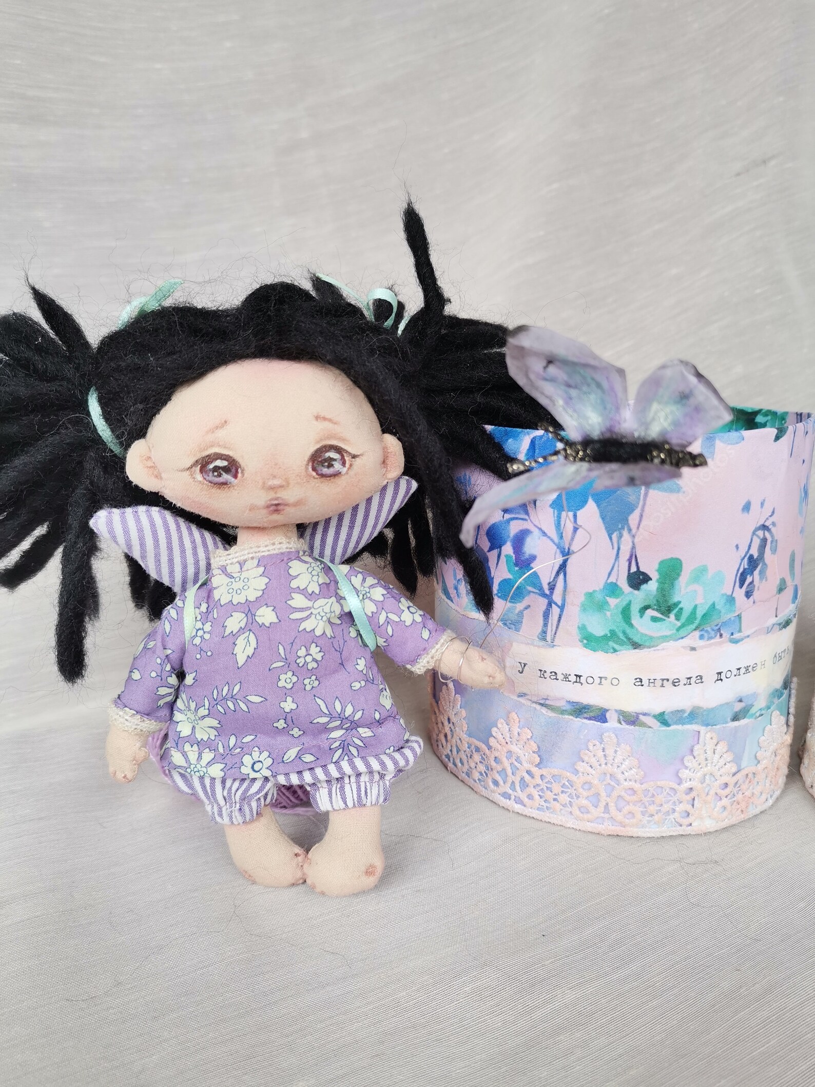 Rag Angel, Textile Doll, Personal Talisman With Wings and Dangling Legs ...