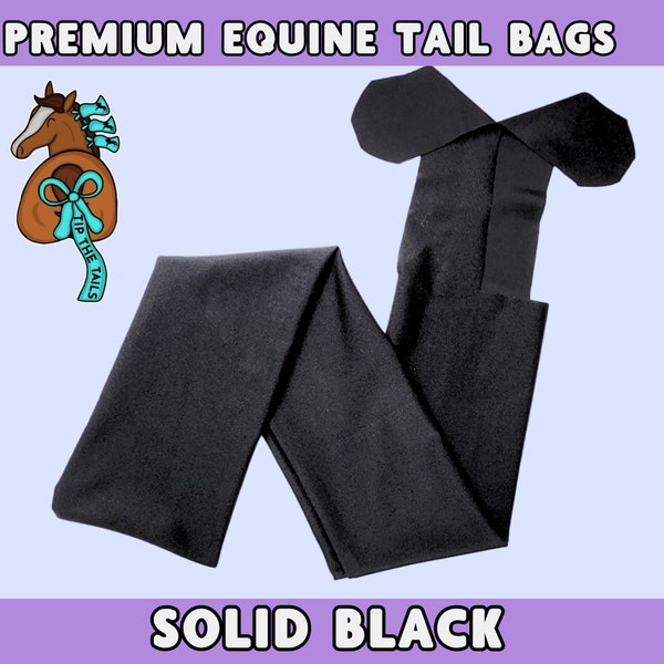 Solid Black Equine Tail Bag, Black Horse Tailbag and Discount Pony Tail Protection, Solid Tail Bag for Equestrian Gifts for Horses