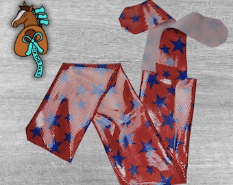 USA Sparkle Equine Tail Bag,  Patriotic Horse Tailbag for Equestrian Gifts and Equine Tail Protection, Mane Bags for Horses and Pony