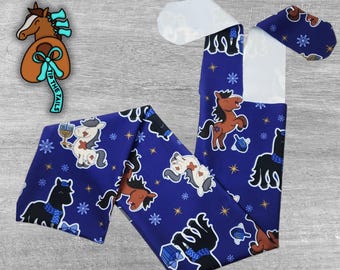 Hannukah Horses Equine Tail Bag, Holiday Horse Tailbag for Mane Bags, Holiday Pony Tail Protection for Equestrian Gifts, Hannukah Tailbag