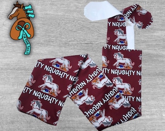 Naughty Equine Tail Bag, Christmas Horse Tailbag for Equine Tail Protection, Mane Bags for Equestrian Gifts, Naughty Horse Tail Bag