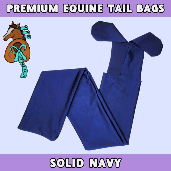 Solid Navy Equine Tail Bag, Blue Horse Tailbag and Discount Pony Tail Protection, Navy Solid Tail Bag for Equestrian Gifts for Horses