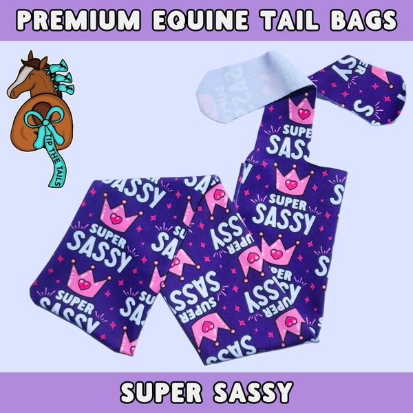 Super Sassy Equine Equine Tail Bag, Purple Sass Horse Tailbag for Equine Tail Protection, Equestrian Gift for Sassy Pony, Durable Mane Cover