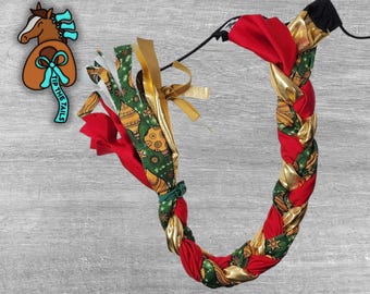 Holiday 3-Tube Braid-In Tail Wrap, Horse Tail Wrap for Equine Tail Protection, Equestrian Gifts for Horse Lovers, Braid Horse Tack