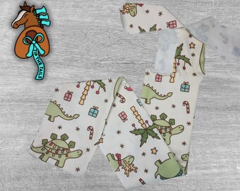 Holiday Dinosaur Equine Tail Bag, Christmas Horse Tailbags for Equine Tail Protection, Christmas Dino Tail Bag for Equestrian Gifts