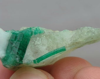 40 Carat Emerald Crystals Twick Terminated On Matrix Point Rare Most Precious EMERALD Crystals Minerals Specimen From Swat Valley