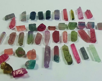 300 Carat Bi-Color  Amazing Natural Tourmaline Crystals Lot Minerals Specimen From Afghanistan