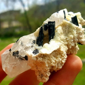 690 Carat Tourmaline Crystals With Terminated Quartz & Albite Point Rare Minerals Specimen From Stak Nala