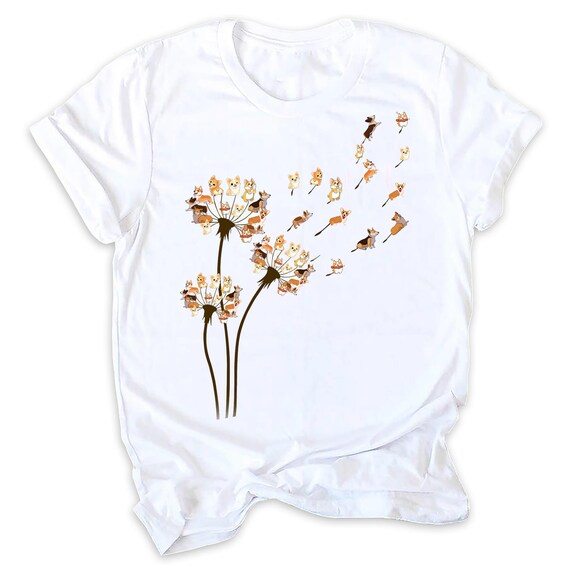 Dandelion Corgi Flower T-shirt Cute Dog Lovers Gift Shirt | Etsy
