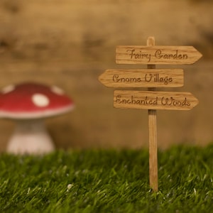 Fairy Garden personalised Real Wood Oak Handmade Outdoor Mini Multi Signs