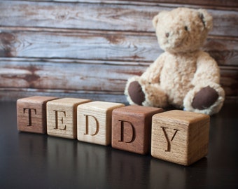 Personalized Wooden Name Blocks, Oak Ash Mahogany, Nursery Decor