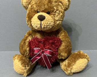 Aurora Teddy Bear Valentine's Day Red Heart Plush Stuffed Animal 7" Vintage A&A