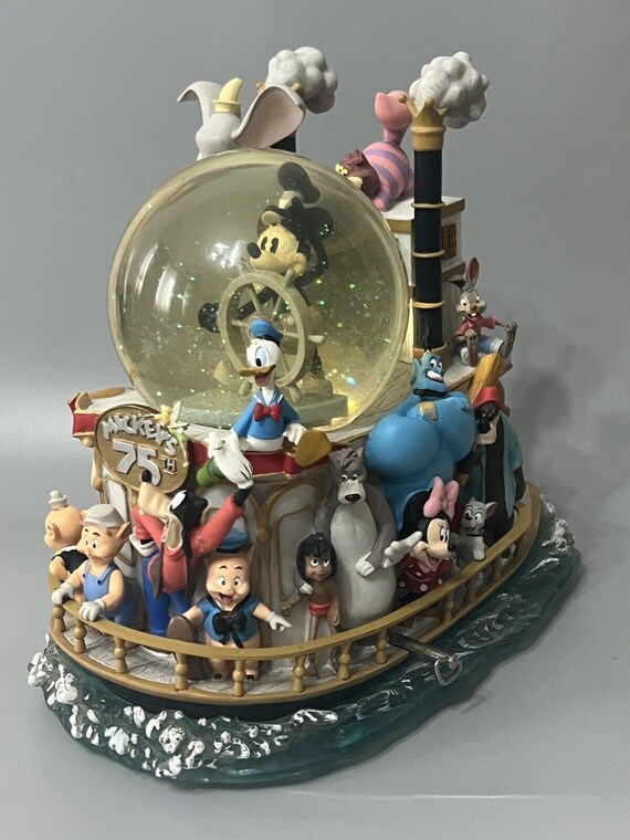 貴重 ディズニー 75周年記念スノーグローブ ミッキー＆プルート Disney Snow Goobe Mickey's 75th Anniversary Steamboat Mickey Mouse