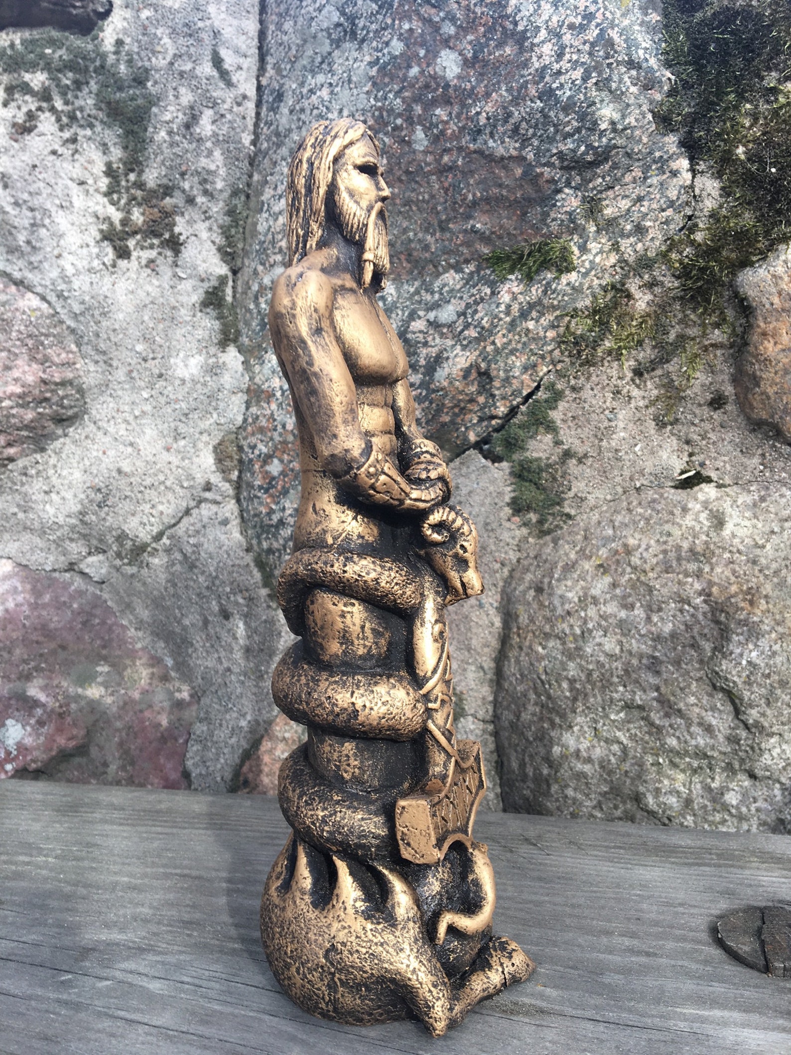 Thor statue for rituals depicting Thor and his hammer Mjolnir Etsy