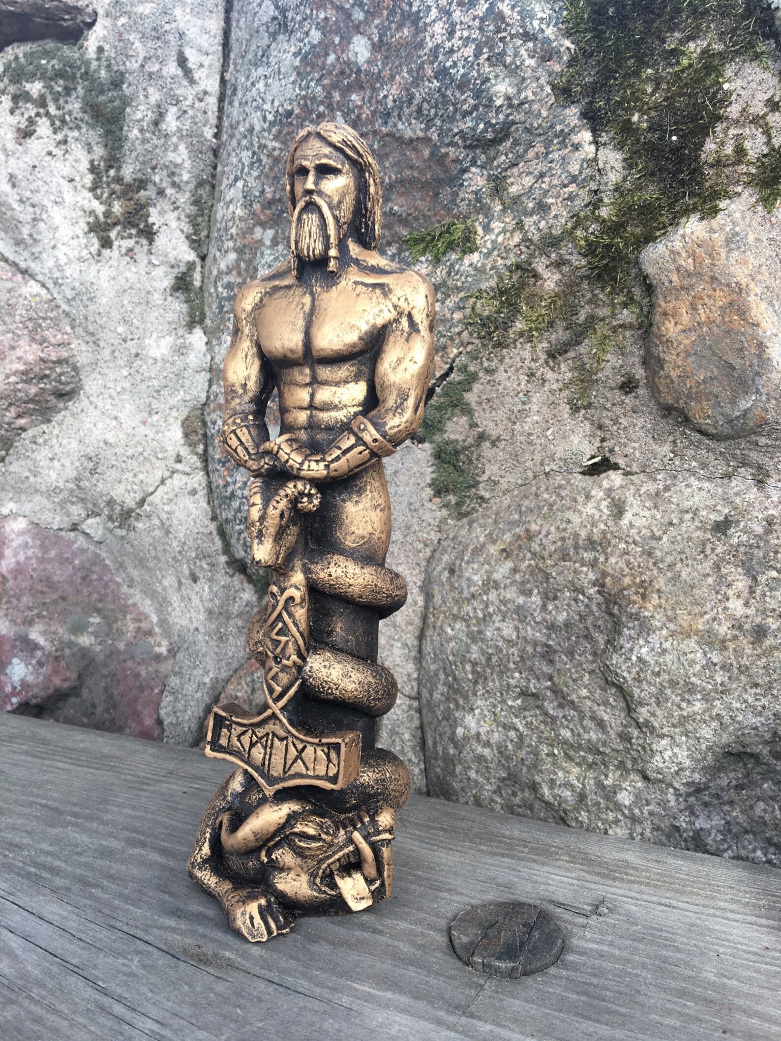 Thor statue for rituals depicting Thor and his hammer Mjolnir Etsy