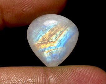 Amazing Rainbow Blue Moonstone A One Quality 100% Natural Heart Shape Rainbow Moonstone Loose Gemstone For Making Jewelry-Size-20X21X6 MM