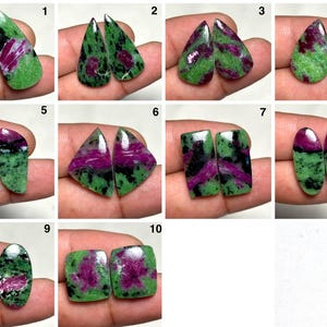 Ruby Zoisite Pair Cabochon A One Quality 100% Natural Ruby Zoisite Pair Loose Gemstone For Making Jewelry, Code-MM-1175