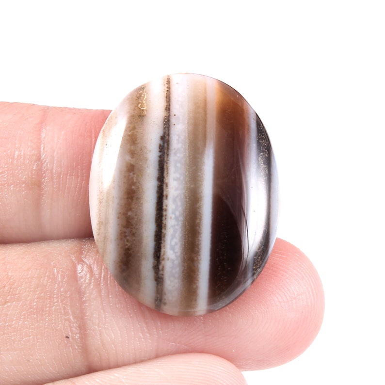 1 pcs Natural Banded Agate Cabochon Gemstone AAA Quality Loose Banded Agate Oval Shape For Jewelry-size-20x26x6mm-cts-24.05