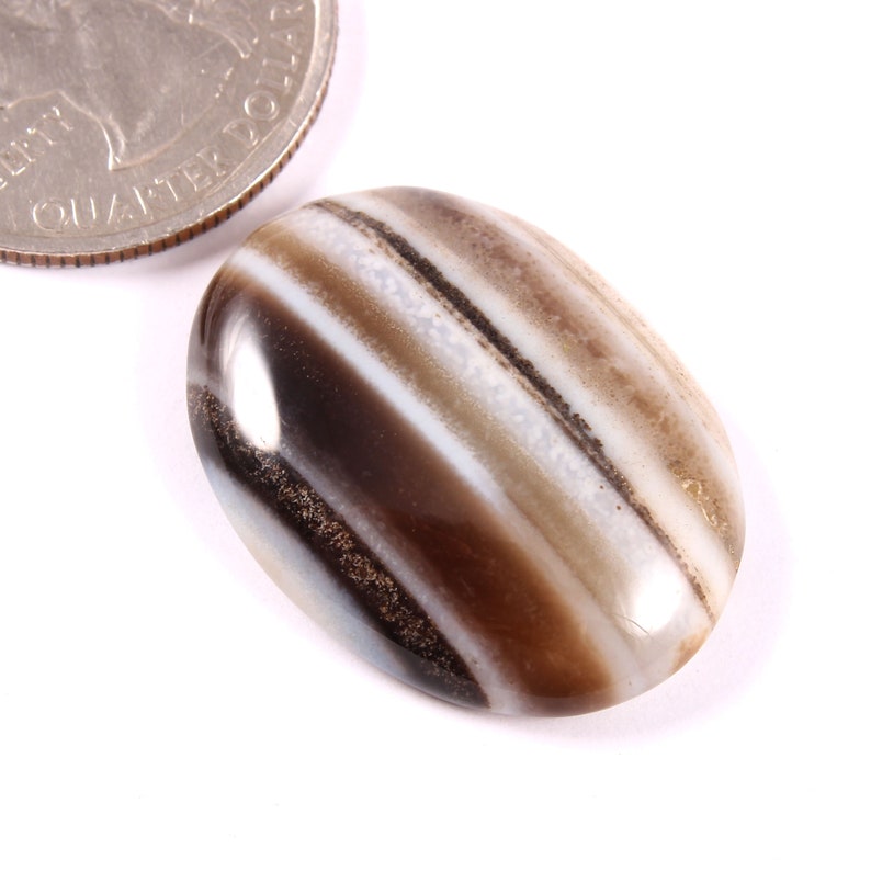 1 pcs Natural Banded Agate Cabochon Gemstone AAA Quality Loose Banded Agate Oval Shape For Jewelry-size-20x26x6mm-cts-24.05