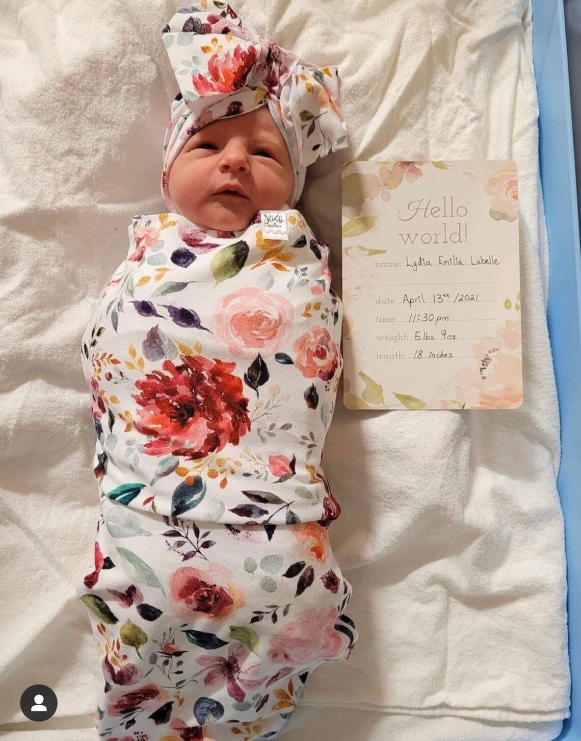 Swaddle Set Floral Girls Swaddle & Hat Bow or Newborn Etsy