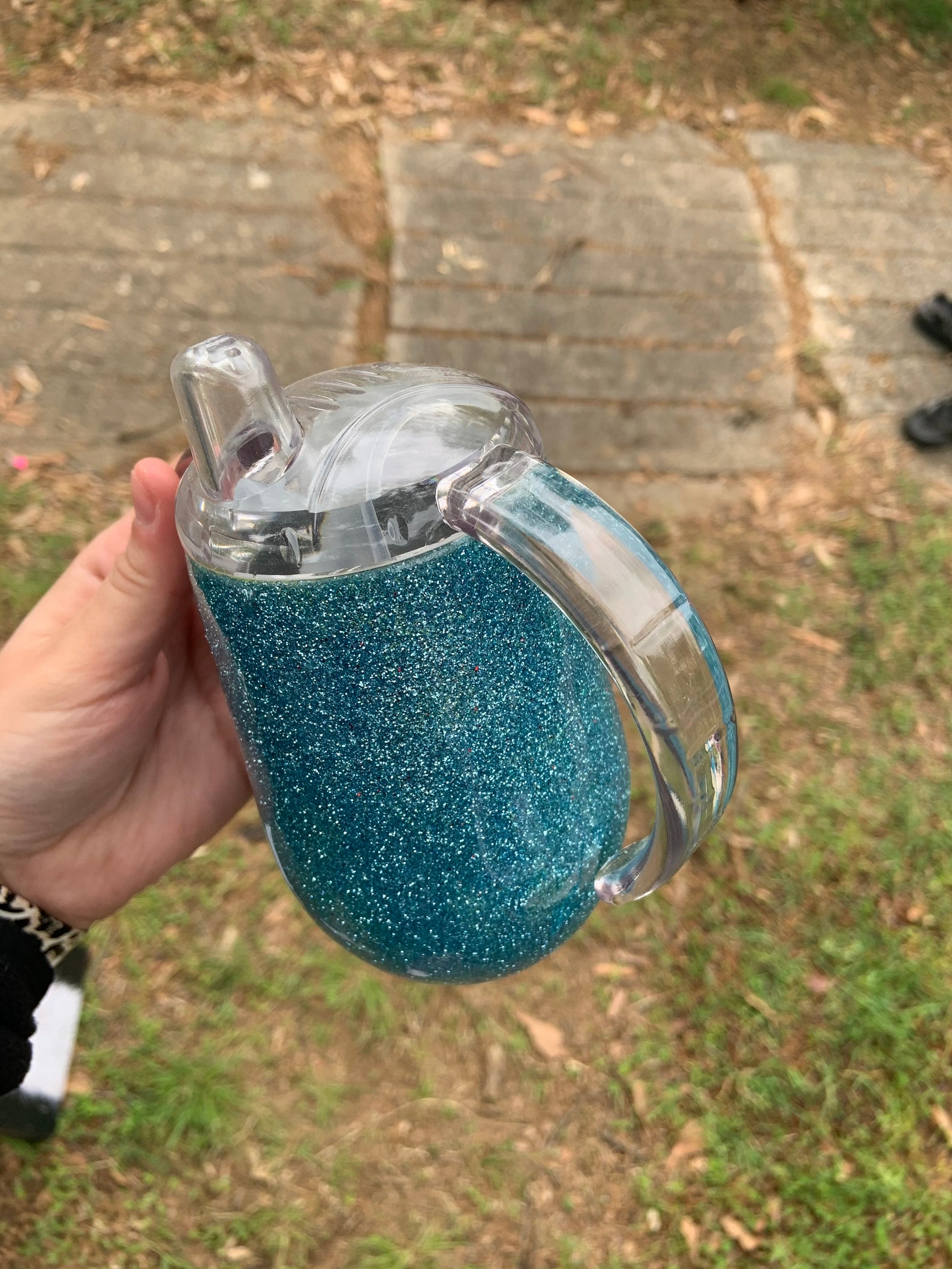Blue Solid glitter epoxy sippy cup Etsy