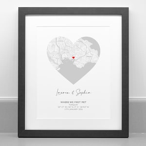 Personalised Where We Met Map Print, Wedding, Anniversary, Engagement Gift