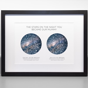 Impresión personalizada de mapa estelar, regalo para nuevos padres, Día de la Madre o del Padre, papel de bellas artes de archivo