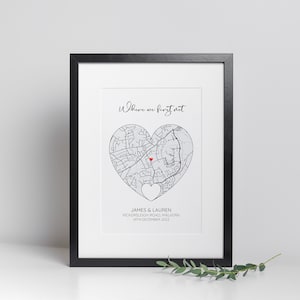 Impression personnalisée où nous nous sommes rencontrés, cadeau de mariage, cadeau d'anniversaire, cadeau de fiançailles, cadeau pour couple